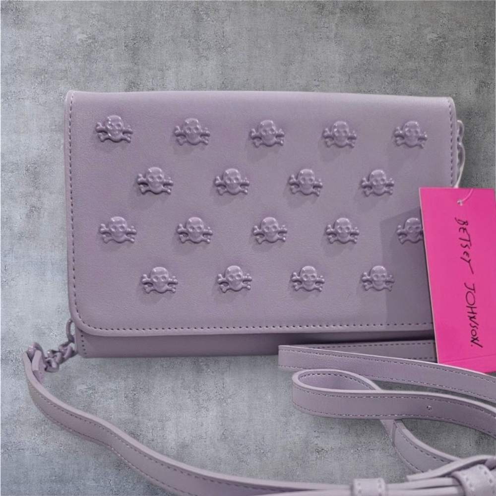 Betsey Johnson Lavender Skull Crossbody Bag